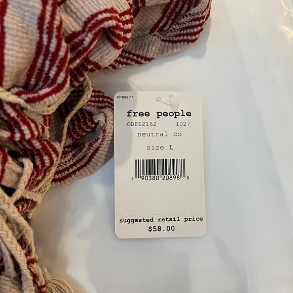 Free People Sail Out Baby Tee Size Large Red Retro Y2K Baby Tee Aesthetic New - Picture 6 of 6